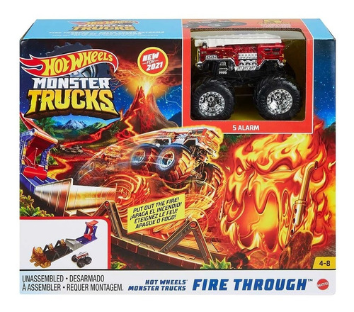 Imagen 1 de 6 de Pista Hot Wheels Pista Monster Truck Desafio En Llamas