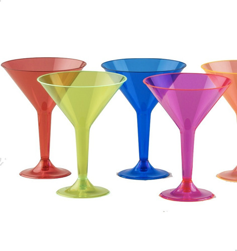Imagen 1 de 9 de Copa Martini Daiquiri X 10 Colores Cristal Surtidos Coctel 