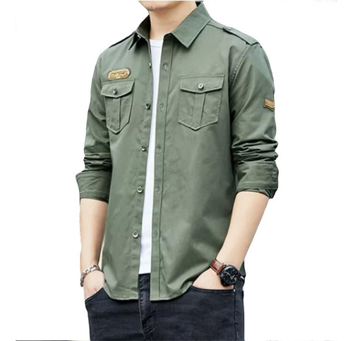 Camisa Militar Militar Tipo Cargo Militar Para Hombre, Corte