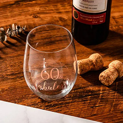 Copa De Vino 60 Y Fabulosa En Oro Rosa Para Regalo De Cump