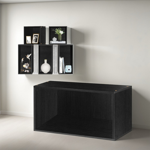 Librero Organizador Cajón Apilables De Madera Multifuncional Color Negro