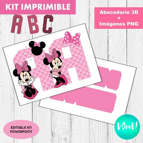 Kit Imprimible Letras 3d Corpóreas Editables Minnie Mouse