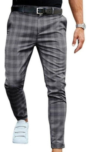 Pantalones A Cuadros Para Hombre Pantalones Largos Casuales