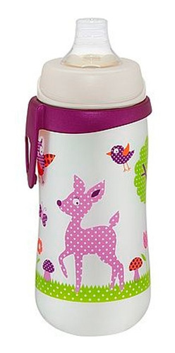 Jarro Botella Primera Taza Animales Rosa 330 Ml, Nip