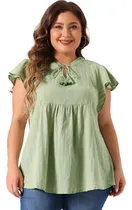 Comprar Blusas Talla Grande Tops Fluidas De Manga Corta Con Borlas