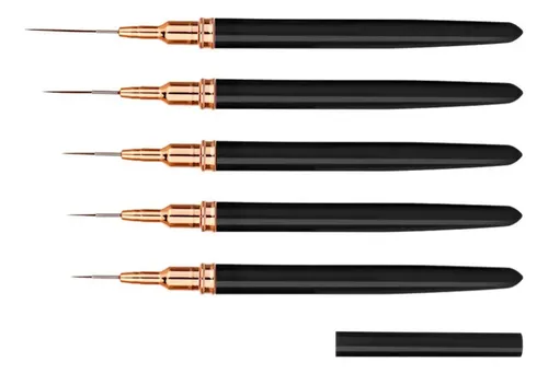 Kit 5 Pincéis Nail Art Ponta Fina Para Unhas Preto