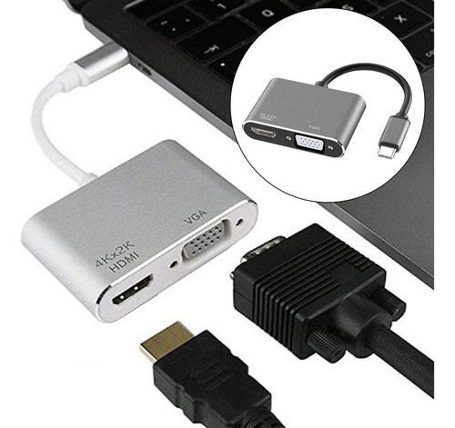 ¡ Adaptador Usb C A Y Vga, Convertidor Plug And Play Tipo C