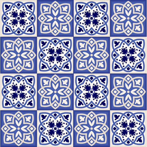 Adesivo De Azulejo Português Cozinha 10x10cm 50un Cor Azul Vila Real