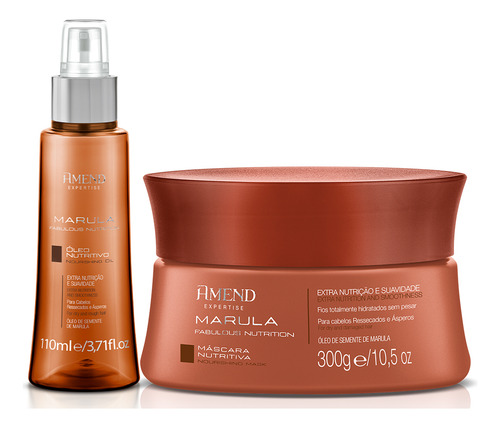 Kit Máscara 300g + Óleo Nutritivo Marula Fabulous Amend 60ml