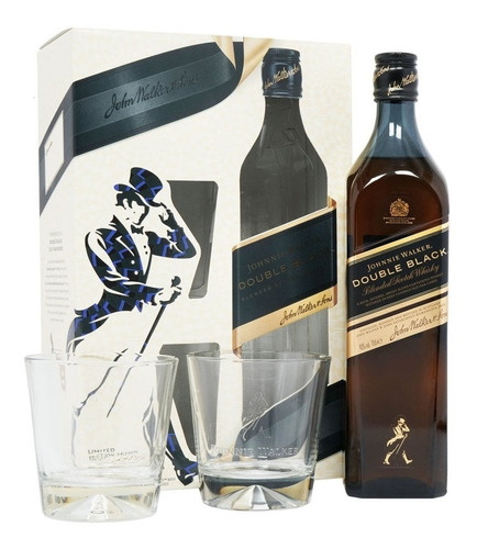 Whisky Johnnie Walker Double Black Pack C/2 Vasos 750ml 