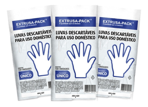 3 Pct Luvas Descartáveis Estética Cozinha C/ 100unid. Cada