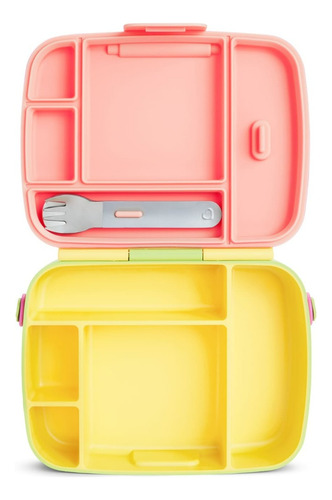 Bento Box Munchkin ® Verde / Rosa / Amarelo Com Talheres