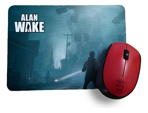 Mouse Pad Alan Wake Jogo Game Bright Falls Horror Suspense Preto 2