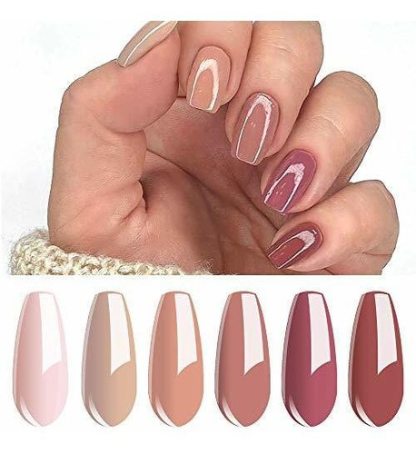 Esmalte Para Uñas En Gel Color Nude Beige Y Rosa Juego 6 Pzs