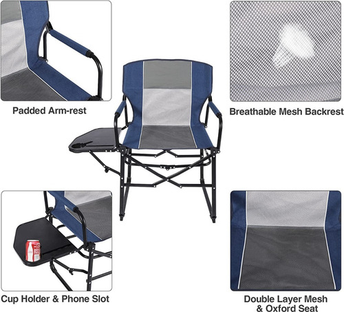 Imagen 4 de 6 de Silla Plegable Para Camping Resiste 136 Kg Con Mesa