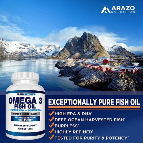 Arazo Nutrition Omega 3 1200mg Dha 900mg Epa 120 Cápsulas Sabor Sin Sabor