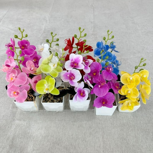 Xizhi Paquete De 2 Flores De Orquídeas Artificiales Con Jarr