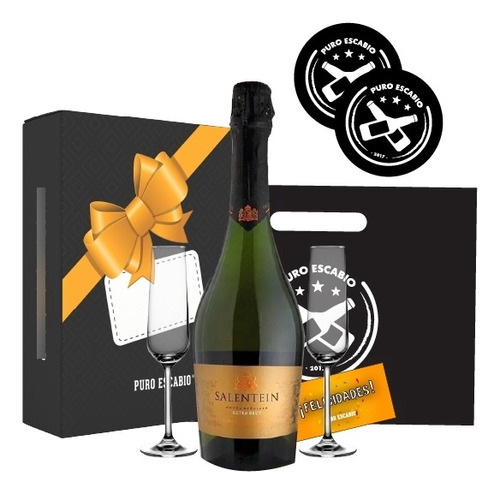 Box Personalizado Salentein Extra Brut Regalo + 2 Copas Caja