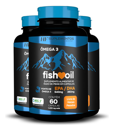 3x Omega 3 Fish Oil Meg 3 60 Cps Hf Suplementos