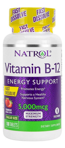 Vitamina B12 / 5000mcg /100 Tabletas/sabor Fresa/origen Eeuu