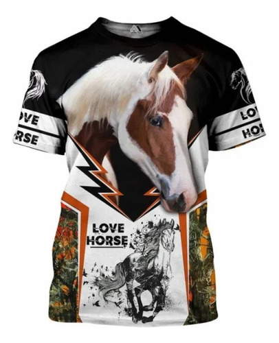 Camiseta De Manga Corta Con Estampado Gráfico 3d De Caballos