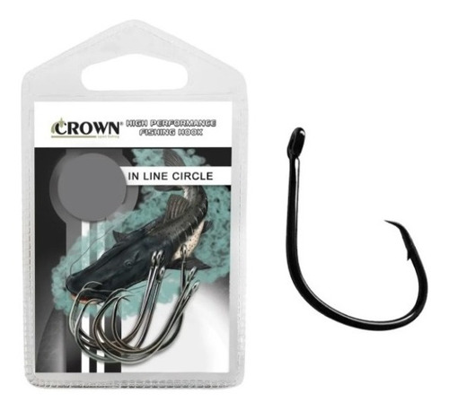 Anzol Pesca In Line Circle Hook Black 1/0 Crown 06 Unidades