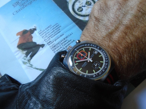 Sicura Antigo Bullhead Big 43,00 Mm S'70 Valjuoux 7734 Raro