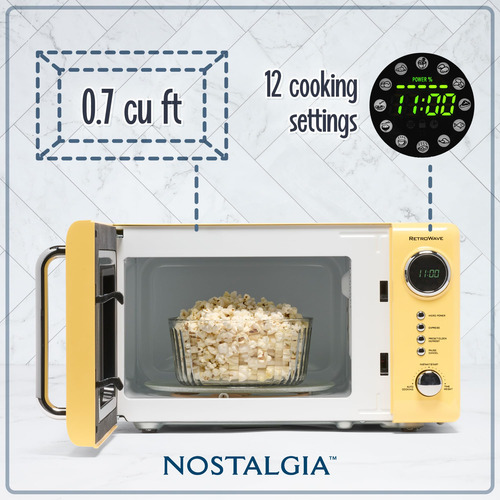 Horno Microondas Compacto Retro 0.7 Pies 700w Amarillo