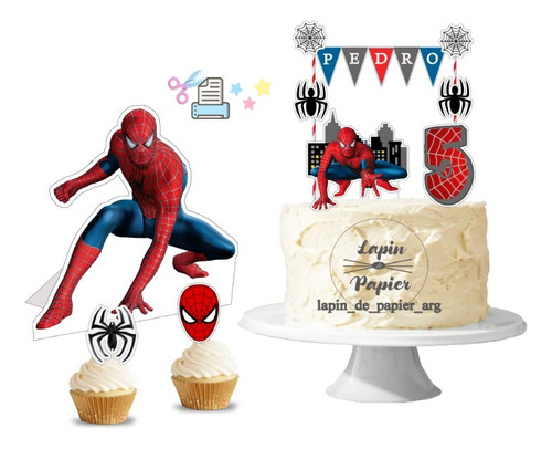 Cake Topper Imprimible Personalizado Hombre Araña Op2