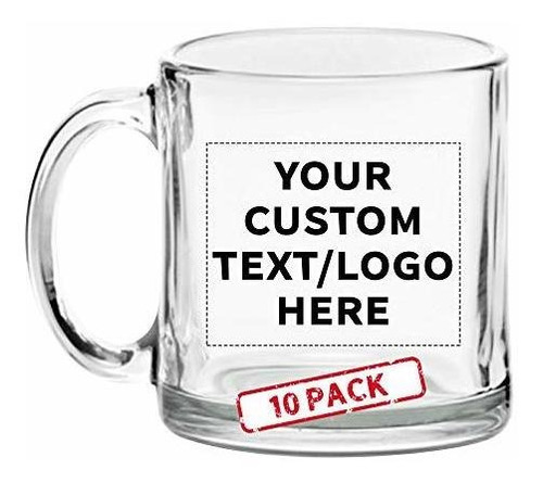 Custom Printed Libbey Clear Glass Coffee Mugs, 13 Oz, 10 Pac