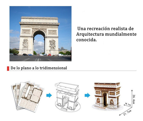 Puzzle 3d Edificios Fama Mundial-francia Arco Del Triunfo
