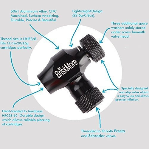 Inflador De Co2 Negro Para Bicicletas Tire By Briskmore