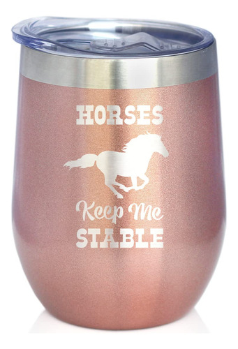 Bevvee Horses Keep Me Stable - Vaso De Vino Con Tapa Desliza