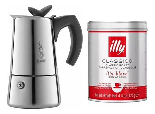 Pack Bialetti Cafetera Musa 10 + Cafe Illy Molido 125 Gramos