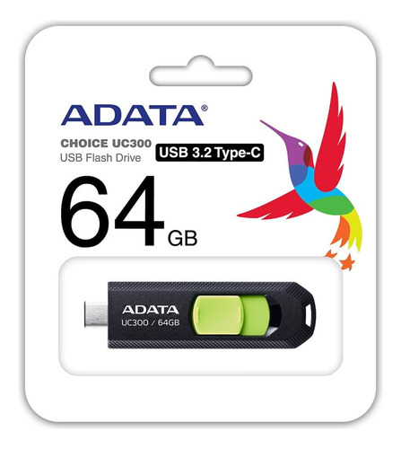 Memoria Usb-c Adata Acho-uc300-64g-rbkgn 64gb 3.2 Verde