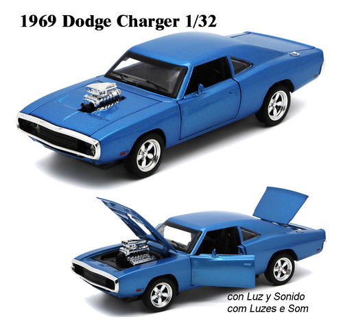 Dodge Charger 1969 Miniatura Metal Coche Con Luces Y Sonido