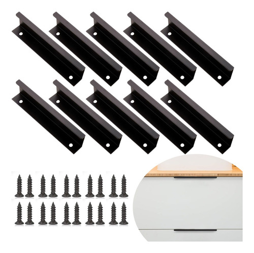 10 Pcs Cajón Oculto Tiradores Mailla Negro 25cm Con Tornillo