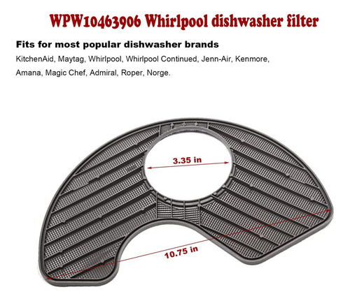 Repuesto De Filtro De Lavavajillas Wp Para Lavavajillas Whir