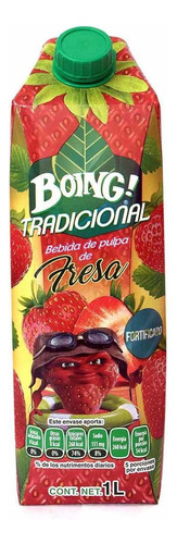 3 Bebida Boing Tradicional De Pulpa De Fresa 1 Lt C/u
