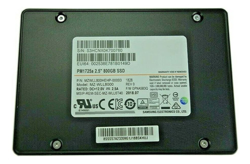 Disco Sólido Interno Samsung Mzwll800hehp-00003 Mz-wll8000 800gb 2.5