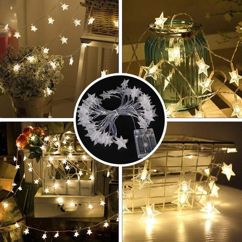 Combo Led Navidad 4 Guirnaldas 3 Metros Calido Pilas Premium