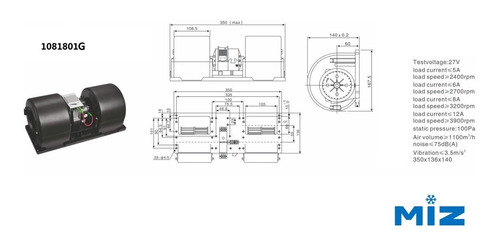 Imagem 5 de 7 de Eletro Ventilador Caracol Duplo 006-b40 24v Thermo King