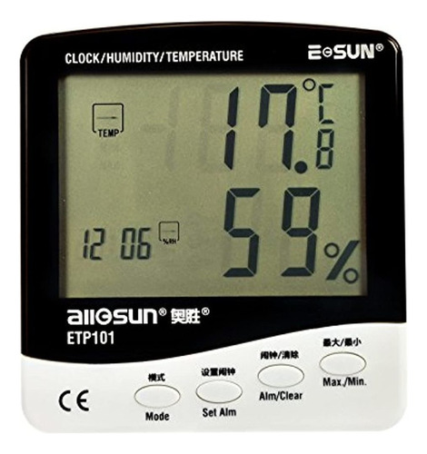 Allsun Higrometro Reloj Despertador Digital Lcd Temperatura