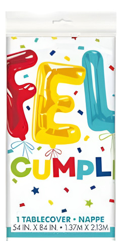 Mantel Fiesta Globos Letras Feliz Cumpleaños Rectangular Uni