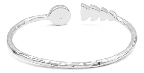 Brazalete Con Concha De Abulón En Fase Lunar En Plata De Ley Color Azul Diámetro 17.7 Cm Largo 17.7 Cm