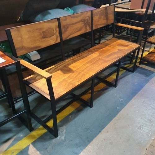 Imagen 4 de 4 de Banco Banqueta Sillon Industrial Hierro Madera 160x45 3 Cpos