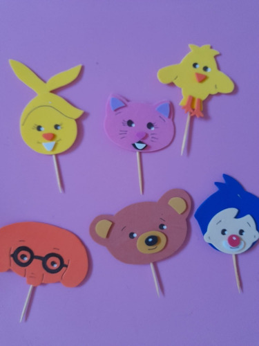 Imagen 8 de 8 de Topper Para Torta Cupcakes Payaso Plim Plim Pinchos Goma Eva