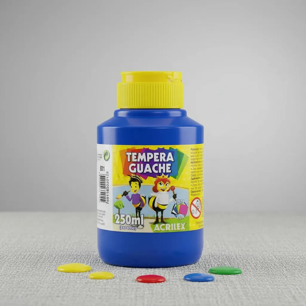 Guache Acrilex 250ml Cada, A Cor! Cor Azul-turquesa