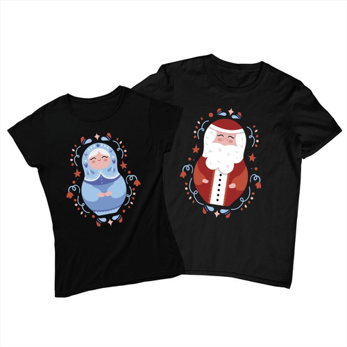 Dúo De Playeras - Navidad - Pareja - Señor Y Señora Claus