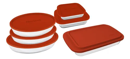 comprar Conjunto Assadeiras Marinex com Tampa Vermelha 6 peças